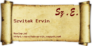 Szvitek Ervin névjegykártya